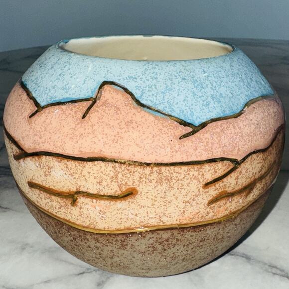 Handmade Gina Arrighetti Santa Fe Pueblo Village Vase Candle Holder Southwestern - Picture 5 of 9